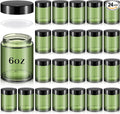 Domensi 24 Pcs Bulk 6oz Glass Jars with Lids Leakproof Round Airtight Empty Cosmetic Jars with Inner Liners Lid for Storing Lotions Spices Ointments Food Storage (Olive Green)