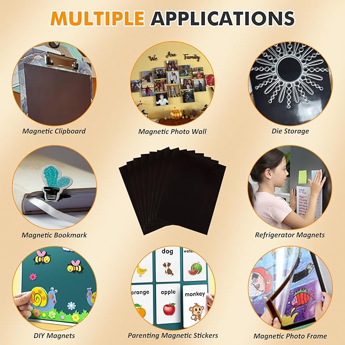 Magnetic Sheets with Adhesive Backing - 30 Pcs 8.5 x 11/20 Pcs 8 x 10 Inch Flexible Magnetic Adhesive Sheets, Adhesive Magnetic Sheets for Dies Storage, Photos, Craft Projects, School, Office