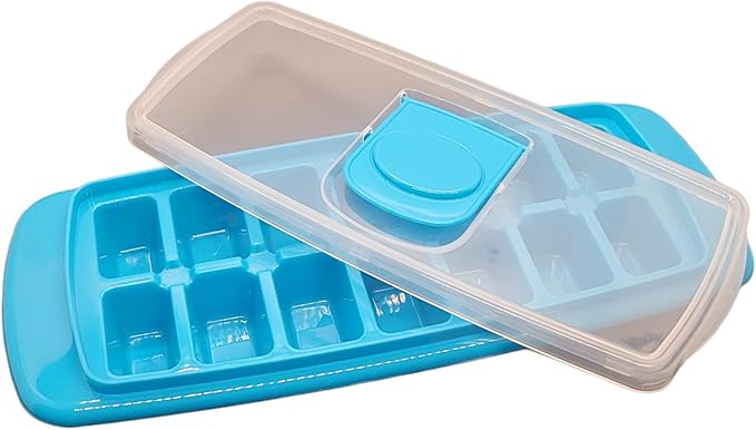 Handy Housewares Anti-Spill 14-Cubes Covered Ice Cube Tray with Easy Flip and Fill Lid (1-pack)