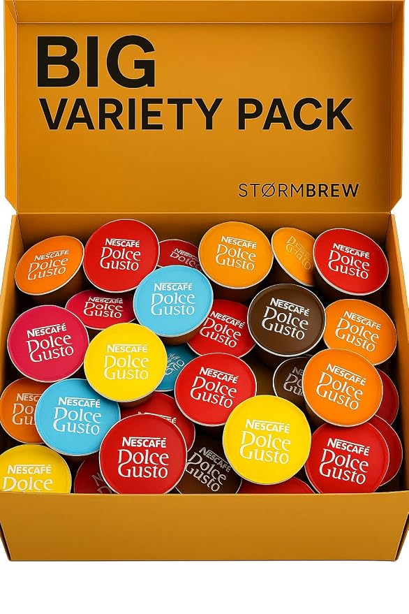 NESCAFÉ DOLCE GUSTO x44 Variety Pack in StormBrew Gift Box, Flavours Coffee, Tea, Hot Chocolate Capsules (Total 44 Pods, 32 Drinks)