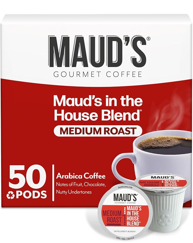 Maud's Medium Roast Coffee Pods, 50ct, Single Serve Pods – 100% Arabica Coffee, Compatible with Keurig K Cups Maker