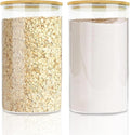 Large Glass Cereal Containers Storage with Airtight Bamboo Lids,Pantry Storage Container,Perfect for Kitchen Organization - Flour, Rice, Pasta, Sugar, Coffee Beans, Accessories Included,2 packs(168oz)