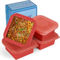 2 Cup Silicone Freezer Trays with Lid 4 Pack Silicone Freezer Molds soup freezer containers Make 4 Perfect Soups, Broths, Stews, Sauces, Curries (Red)