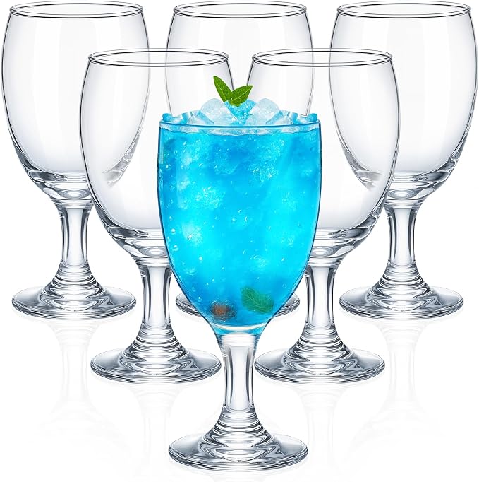 Patelai Set of 6 Water Goblet, 16 oz Clear Drinking Glasses Bulk Dishwasher Safe, Stemmed Water Glass for Juice Wine Beer Tea Sangria Cold Beverages, Reusable Glassware for Home Party Restaurant