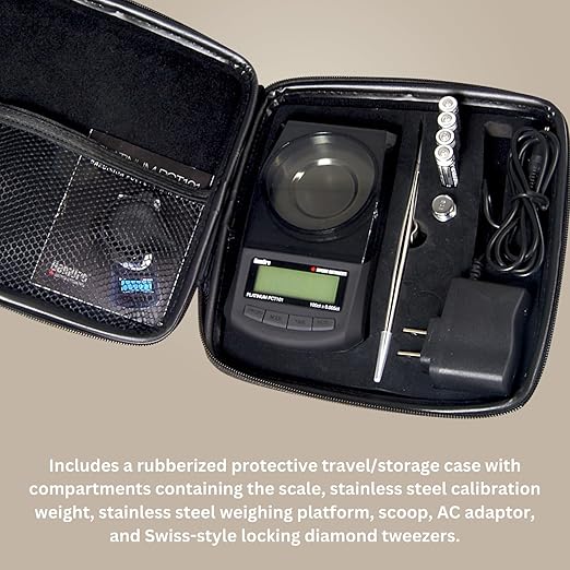 GemOro Platinum PCT101 Mini Carat Scale | Precise Jewelers Premium Class Weigh Gemstones & Diamonds | Digital Precision Tool Expert Professional Reading & Accuracy 100ct x 0.005ct Readability (Black)