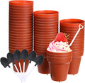 Patelai 50 Pack Flower Pot Dessert Cups with Shovel Spoons Plastic Cake Desserts Cups for Farmers Market Construction Birthday Party Baking Supplies, Ice Cream, Cupcakes, Yogurt, Pudding