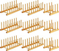 Zopeal 9 Pcs Bamboo Wooden Plate Racks Dish Rack Stand Holder 3/6/ 7 Slots Drainboard Drying Drainer Kitchen Cabinet Organizer for Dish Plate Bowl Cup Pot Lid Book