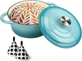 Cast Iron Dutch Oven 4.5 Quart Enameled Cast Iron Dutch Oven Pot with lid Heavy Duty Dutch Oven Dual Handles Porcelain Enameled Cast Iron Pot for Baking Braiser Cooking Family or Friends Gifts,Aqua
