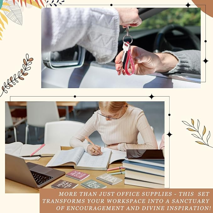 Skylety 24 Set/96 Pcs Employee Christmas Inspirational Gifts 16oz Plastic Cups Thank You Mini Spiral Notebooks Ballpoint Pens Keychains Bulk Motivational Gifts for Women Coworker Staff (Morandi Color)