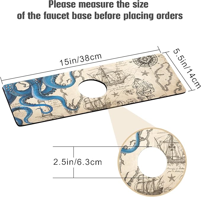Sink Faucet Absorbing Mat, 2 Pack Drying Mat Around Faucet Sink Splash Guard Behind Faucet Sinkmat For Kitchen Bathroom Island Rv 15 * 5.5 Inch (38 * 14 cm)