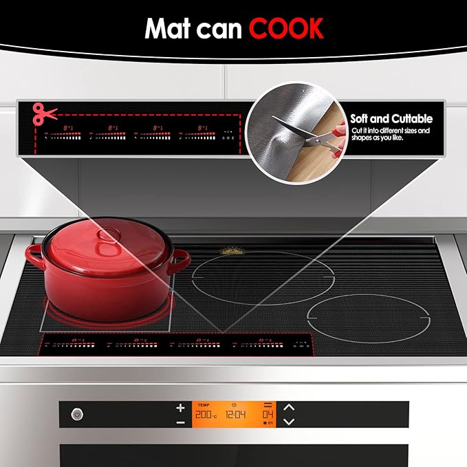 Cook's Aid Induction Cooktop Protector Mat 20.4x30.7 In, (Magnetic) Electric Stove Burner Covers Antiscratch as Glass Top Stove Cover (20.4x30.7 In, Translucent Light Black)
