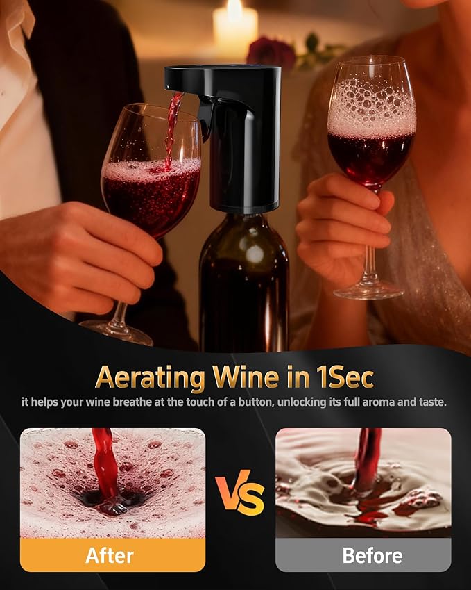 Mothers Day Gift Essential,5-in-1 Electric Wine Decanter & Smart Liquor Dispenser,Automatic Aerator&Pourer with 1-999ml Precision Dosing | Gift for Mom,Women,Dad,Wine&Whiskey Lovers,Birthday (Black)