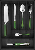 Pristine Bamboo silverware tray organizer– Flatware Utensil Cutlery Silverware Holder for Drawer – Small Extra-Deep Wooden Kitchen Drawer Organizer Divider for Spoons Forks Knives (6-Slots, Black)