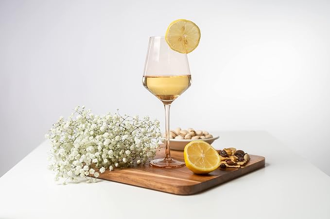 Saludi Original Light Peach Wine Glasses, 16.5oz (Set of 6) Color of the Year Glass - Great for All Wine Types and Occasions or Gifts - Luxury, Durable, Hand-Blown