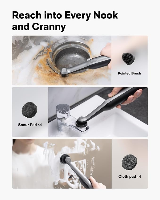 HOTO Wand™ Grout Brush and Cordless Spin Scrubber