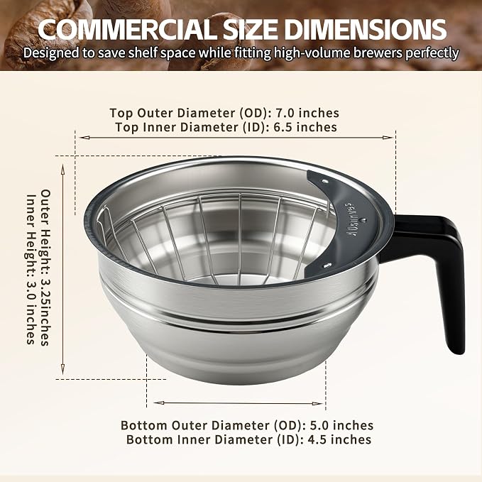 20216.0000 Silver Coffee Funnel Assembly with Black Handle, Coffee Brew Funnel Basket for Bunn AXIOM Series/CDBC Series/CEZ/CRT/CWT and ST Series Bunn Brewers, 25PK Coffee Filters