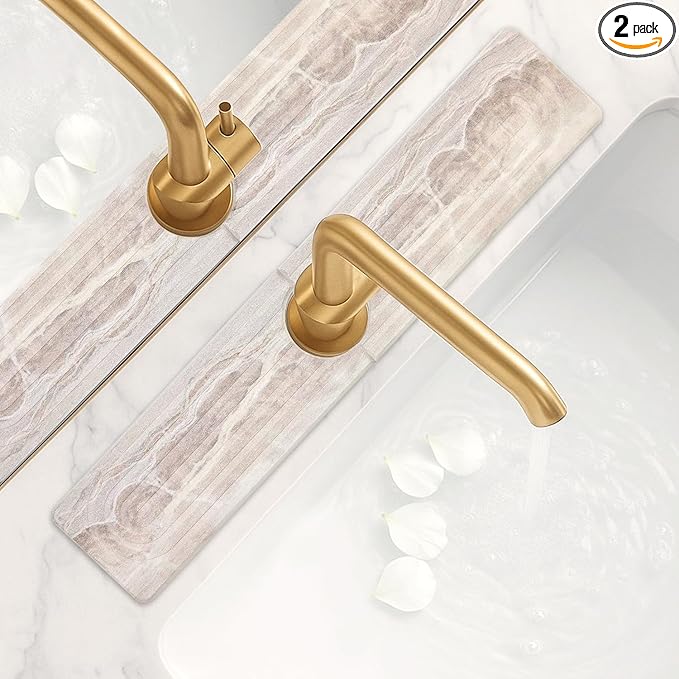 Diatomite Faucet Mat for Kitchen Sink Protector Stone Quick Dry Around Faucet Absorbent Mat Kitchen Sink Protector Water Catcher Splash Guard Stone Drying Tray for Bathroom Counter Accessories Decor
