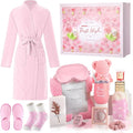 Sieral 14 Pcs Birthday Gifts for Women Care Blanket Gifts Set Spa Baskets Get Well Soon Gift Baskets Mother's Day Gift for Women Mom Her Girlfriend Sister Daughter Friend Wife Grandma(Plain,Pink)