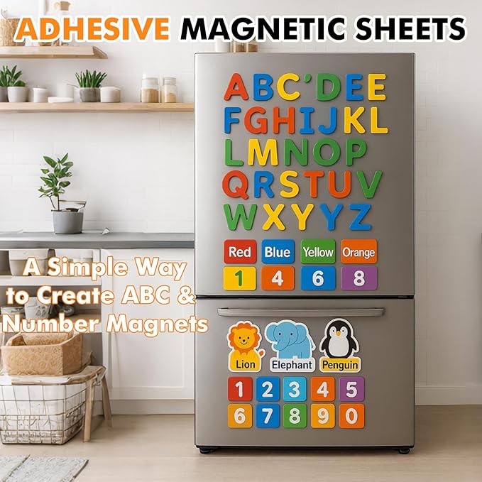 Adhesive Magnetic Sheets 8.5 x 11 Inch, 30 Packs Magnetic Sheets with Adhesive Backing - 0.5mm Thickness Flexible Magnet Sheets for Dies Storage, Craft Projects, Photos, School, Office