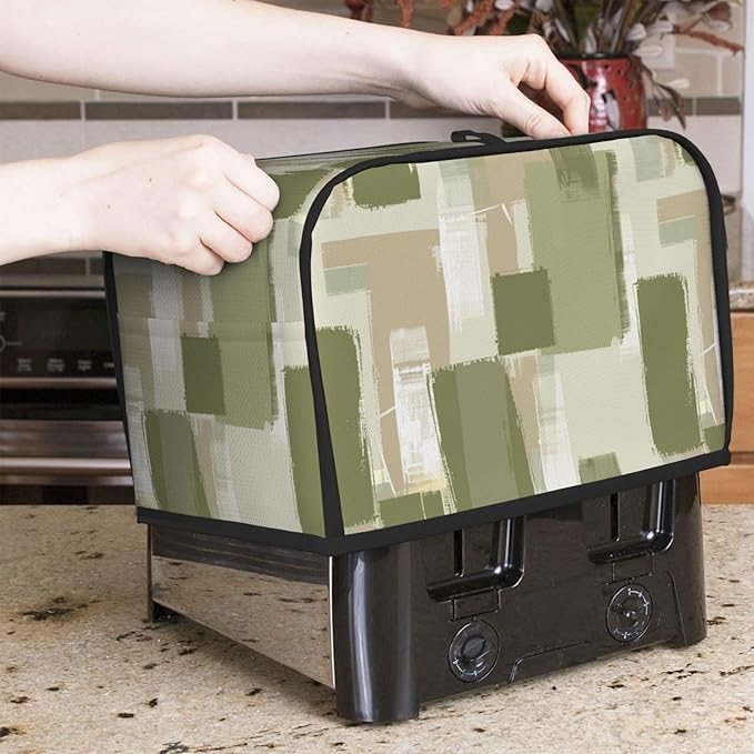 Toaster Cover 2 Slice Modern Art Geometric Sage Green Kitchen Small Appliance Covers with Pockets Dust and Fingerprint Protection