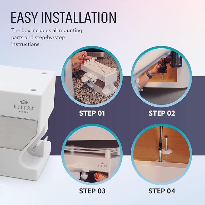 Elitra Home 3 in 1 Under the Cabinet Electric Can Opener, Blade Sharpener, Bottle Opener, Under The Counter Mount, For Large And Small Cans (White)