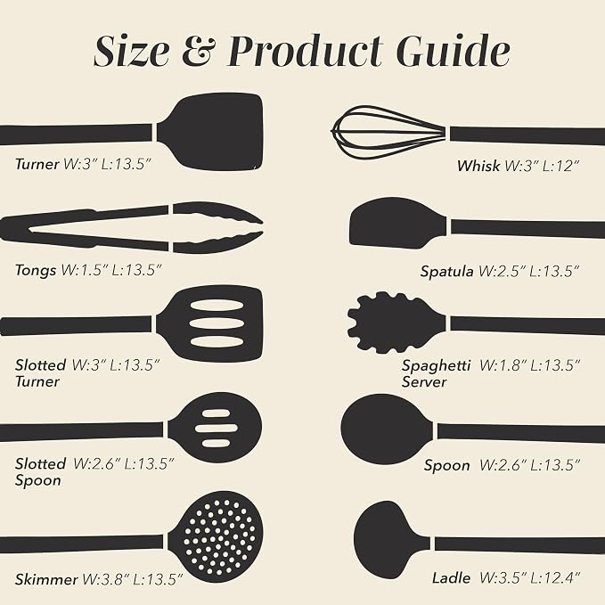 COOK WITH COLOR Silicone Cooking Utensils, Kitchen Utensil Set, Easy to Clean Silicone Kitchen Utensils, Cooking Utensils for Nonstick Cookware, Kitchen Gadgets Set, 10 Pieces, Black