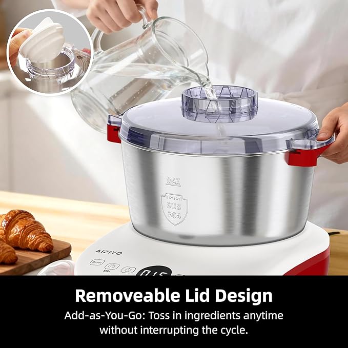 AIZIYO DoughChief, Electric Dough Mixer 7.4Qt with Ferment Function, Dough Maker 304 Stainless Steel Bowl, Microcomputer Control, Face-up Touch Panel, Easy To Clean for Bread & Pizza