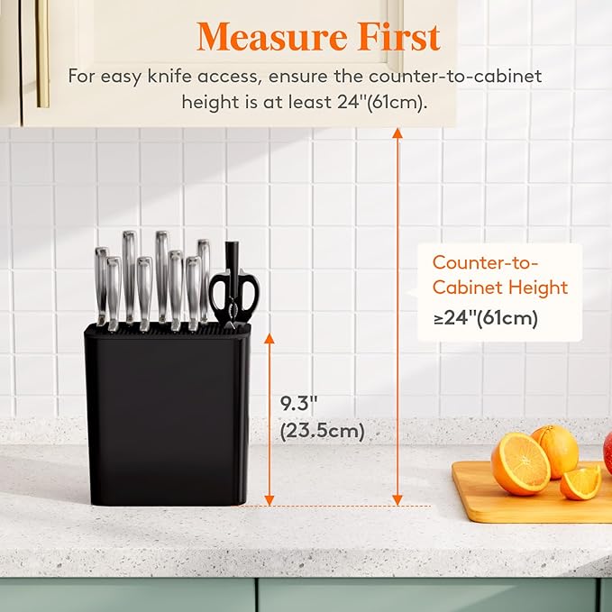 Lifewit Knife Block without Knives, Large Plastic Universal Knife Block Holder with Detachable Slots, Hold Up to 25 Knives, Scissors, and Sharpening Rods, Kitchen Storage Organizer for Counter, Black