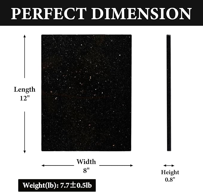 Koville Granite Cutting Board for Kitchen, 12x8 Inches Stone Slab Pastry Cheese Board, Rectangular Serving Tray for Bathroom Countertop, Marble Vanity Tray for Jewelry Cosmetics Perfume (Black Galaxy)