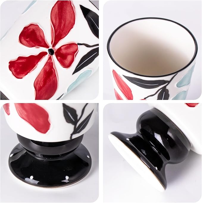 KAMMAK Ceramic Mug - Hand-Painted Coffee and Tea Mug - 400ML Vintage Breakfast Cups - Cute Mugs for Women - Ideal for Birthday - Afternoon Tea & Housewarming Gifts, GX018