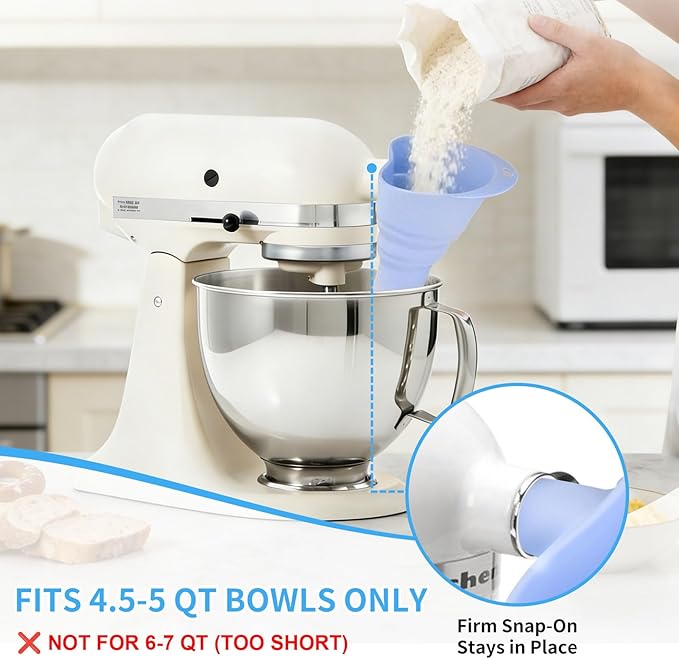 Sourdough Baking Set - 2 XL Beeswax Bread Bags for Homemade Bread (17×13 in) with Botanical Print & 1 Foldable Silicone Funnel Stand Mixer Attachment for 4.5-5 Quart Tilt-Head Mixers