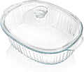 Noamus 2 Pieces 3Qt Glass Casserole Dish with Lid, Extra Large Oval Glass Baking Pan, Heat-Resistant Covered Lasagna Cookware, Clear Deep Food Container, Mixing Bowl for Cooking, Oven&Microwave Safe