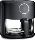 COOK WITH COLOR Colorful 1200W 4Qt Air Fryer: Glass Basket, Dishwasher Safe, 60min Timer, 6 Presets, Temp Control 175F-400F, 4 QT, Black
