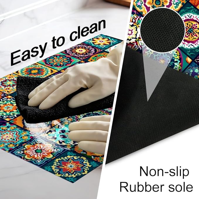 Stove Top Cover for Electric Stove 28.35 x 20.47 Inch Non Slip Stove Mat Colorful Mosaic Tile Glass Cooktop Protector Kitchen Counter Mat