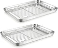Onader Baking Sheet with Cooling Rack Set of 2, 16x12 Inch Stainless Steel Cookie Sheets for Baking, Metal Jelly Roll Pan with Rack for Oven, 2 Pans + 2 Racks, Nonstick & Rust Resistant