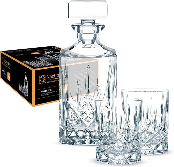 Nachtmann Noblesse Decanter and Whisky Glass, Set of 3, Clear, 10.4 oz. -