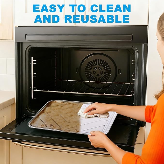 Replace Parts 20-Pack Disposable Foil Oven Liners for Electric and Gas Oven Bottom, Keep Oven Clean, Reusable Aluminum Foil Drip Pan Trays for Cooking, Baking, Roasting, Grilling, 18.5” x 15.5”