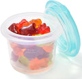 U-Taste 2oz Silicone Food Container: Mini Kitchen Storage with Airtight Lid, Freezer & Microwave Safe, Dip Box with Date Marking Circle, Clear Round Stackable for Sauce, Dressing, Condiment -Aqua Sky