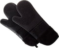 Silicone Oven Mitts – Extra Long Professional Quality Heat Resistant with Quilted Lining and 2-sided Textured Grip – 1 pair Black by Bedford Home