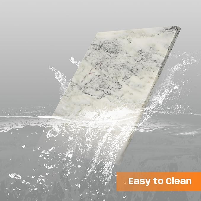 White Marble Cutting Board, 16x20 Inch Marble Pastry Board With Non-Slip Feet For Cheese, Charcuterie, Dough, Chocolate, Dessert, Pack Of 1 Piece