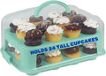 EXTRA TALL Cupcake Carrier 24 Count, 24 Cupcake Holder with Lid -Spacious 3.5” Tall Tiers Accommodate 24 Tall Frosted Cupcakes, Won't Smush! Cupcakes Containers Muffin Storage Container/ Muffin Holder