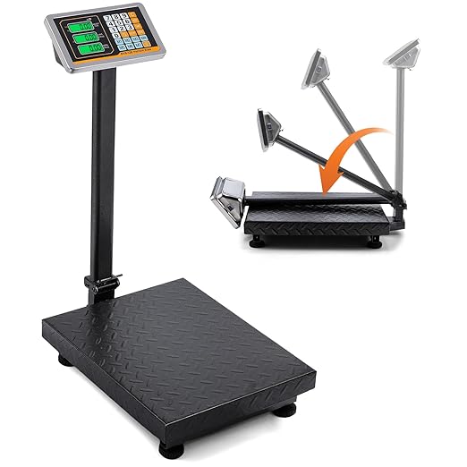 Bonvoisin Digital Platform Scale 660LBs Heavy Duty Floor Scale KG/LB Switchable Postal Shipping Scale for Weighing Packages, Luggage, Suitcases, Boxes