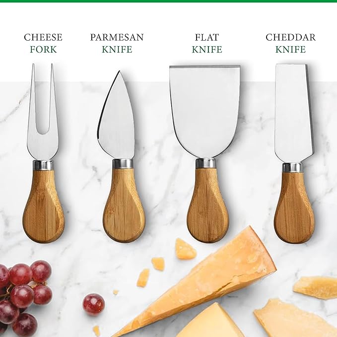 Custom 4-Drawer Bamboo Cheese Board with Utensils Set, Personalized Charcuterie Boards Gift Set, for Kitchen & Entertaining,Wedding,Bridal Shower,Birthday Gift,Housewarming Gift