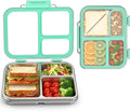 Stainless Steel Bento Box for Kids, 3-Compartment Metal Lunch Box with Clear Lid & Removable Silicone, Lunch Box Kids with Silicone Inner Container for Meal Prep, School, Office (Blue)