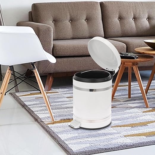 KESYOO Step-on Iron Garbage Can with Lid, 5.5 Gallon Industrial Style Wastebasket for Home and Office, Round Pedal Trash Bin with Roman Pattern Cover