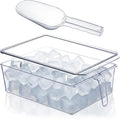 Havawish Ice Storage Bin for Freezer with Lid and Flexible Scoop Set Plastic Ice Container with Lid Handle for Home Office Fridge Storage(12.4 x 8.07 x 3.94 Inches,Clear,2 Pcs)