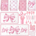 Fourluoo 30 Pcs Pink Bow Kitchen Decor and Utensils Set Pink Kitchen Towels and Rugs Oven Mitts and Pot Holders Non Toxic Silicone Utensils Set Heat Resistant Dishwasher for Women Mom Gift Cooking