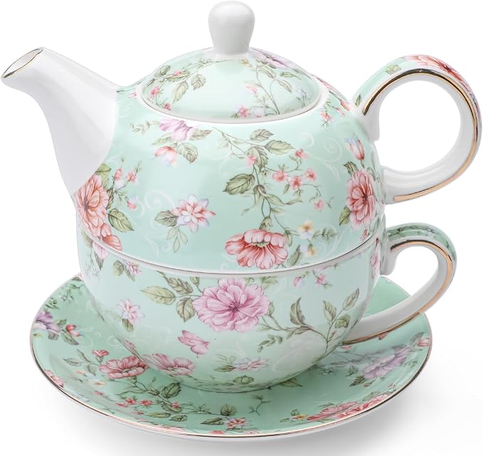 Tea Cup Set Ceramic Including 1 Teapot with lid 1 Tea Cup with 1 Sauser (Gg1)