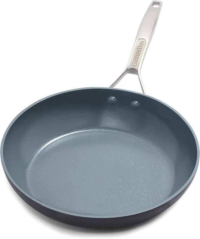 GreenPan Paris Pro Hard Anodized Healthy Ceramic Nonstick, 12" Frying Pan Skillet, PFAS-Free, Dishwasher Safe, Grey