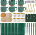 Baby Shower Prizes for Game Winners Baby Shower Games Prizes Ceramic Mugs with Metal Spoons Woven Coasters Notebooks Scented Candles Gift Bags Wedding Bridal Shower Favors for Guests (6, Green)